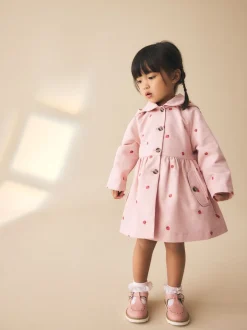 Jassen, Jacks En Kinderwagenpakjes|Jassen En Jacks|Next Pink Embroidery - Shower Resistant Button Front Coat (3mths-7yrs)
