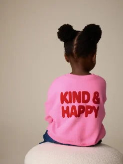 Truien En Breisels|Sweaters En Hoody´S*Next Pink Kind & Happy - Sweatshirt met ronde hals (3 mnd-7 jr) Pink Kind & Happy