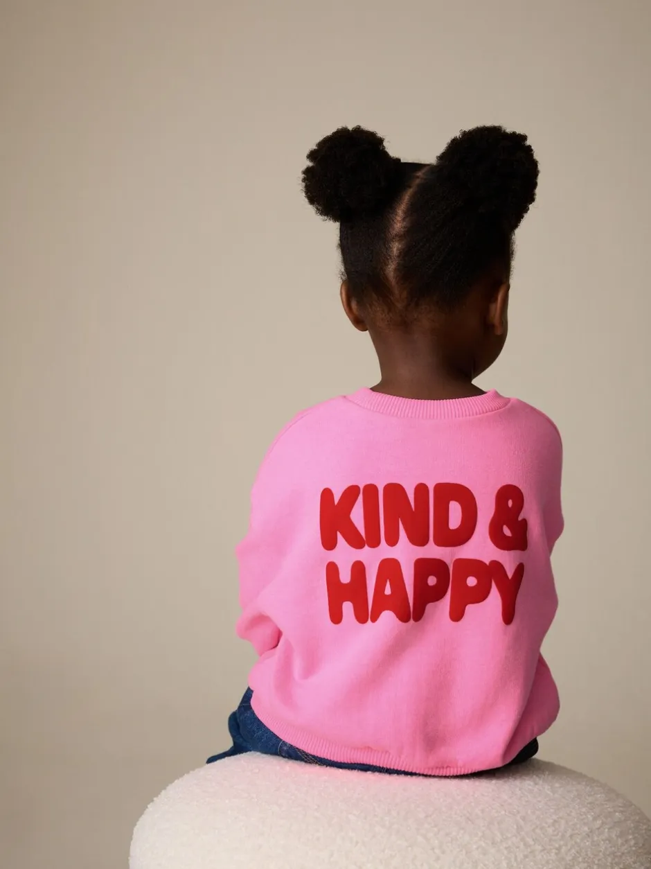 Truien En Breisels|Sweaters En Hoody´S*Next Pink Kind & Happy - Sweatshirt met ronde hals (3 mnd-7 jr) Pink Kind & Happy