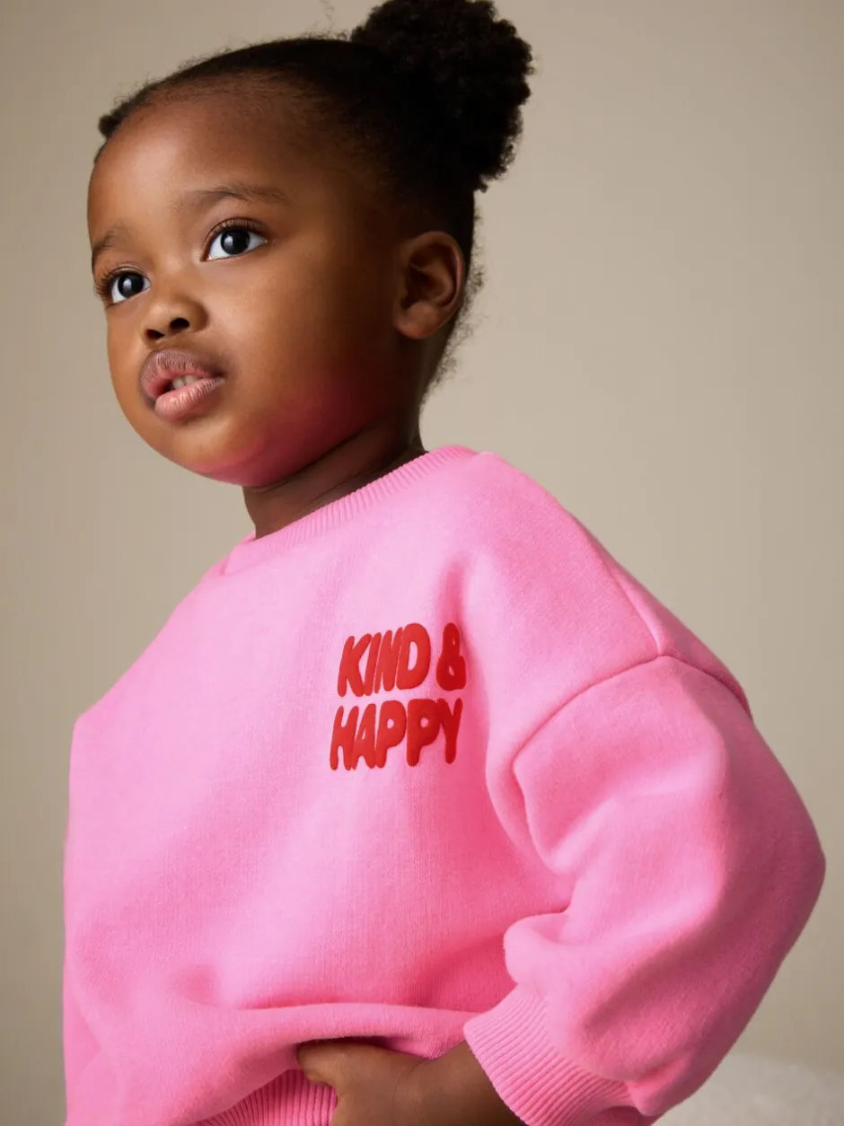 Truien En Breisels|Sweaters En Hoody´S*Next Pink Kind & Happy - Sweatshirt met ronde hals (3 mnd-7 jr) Pink Kind & Happy