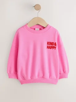 Truien En Breisels|Sweaters En Hoody´S*Next Pink Kind & Happy - Sweatshirt met ronde hals (3 mnd-7 jr) Pink Kind & Happy