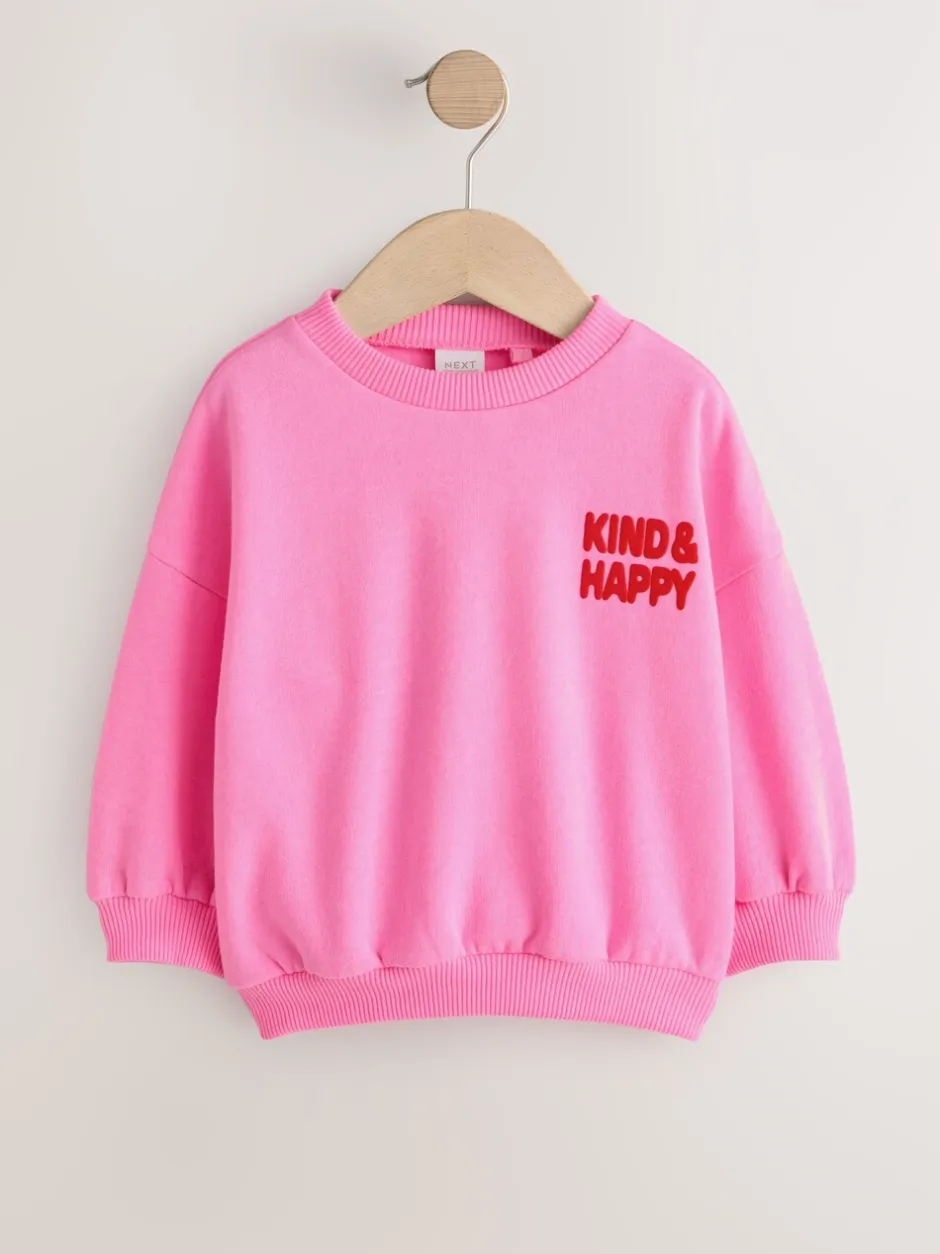 Truien En Breisels|Sweaters En Hoody´S*Next Pink Kind & Happy - Sweatshirt met ronde hals (3 mnd-7 jr) Pink Kind & Happy