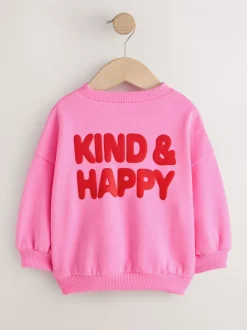 Truien En Breisels|Sweaters En Hoody´S*Next Pink Kind & Happy - Sweatshirt met ronde hals (3 mnd-7 jr) Pink Kind & Happy