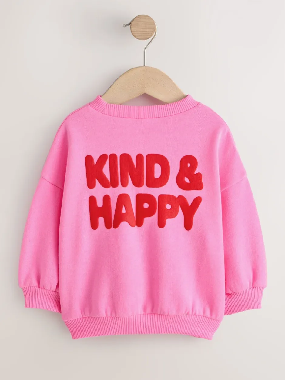 Truien En Breisels|Sweaters En Hoody´S*Next Pink Kind & Happy - Sweatshirt met ronde hals (3 mnd-7 jr) Pink Kind & Happy