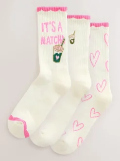 Sokken En Panty's|Sportkleding|Next Pink Matcha - Set van 3 paar enkellange sportsokken met verzachte zool