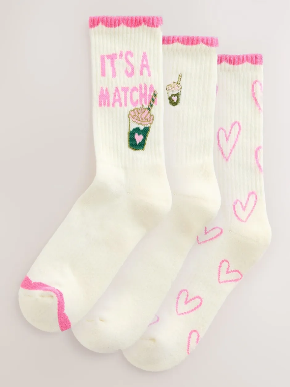Sokken En Panty's|Sportkleding|Next Pink Matcha - Set van 3 paar enkellange sportsokken met verzachte zool