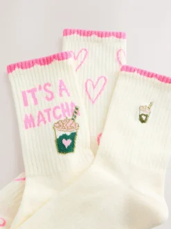 Sokken En Panty's|Sportkleding|Next Pink Matcha - Set van 3 paar enkellange sportsokken met verzachte zool