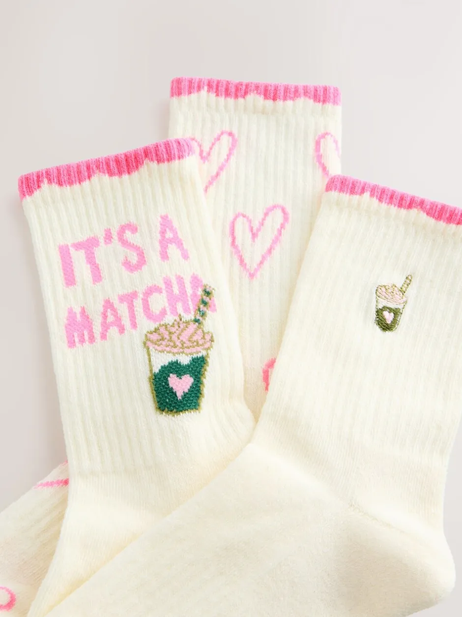 Sokken En Panty's|Sportkleding|Next Pink Matcha - Set van 3 paar enkellange sportsokken met verzachte zool