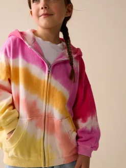 Sweaters En Hoody´S*Next Pink Multi Tie Dye - Hoodie met doorlopende rits (3-16 jr)