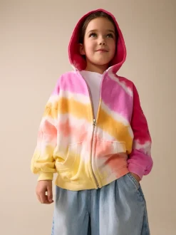 Sweaters En Hoody´S*Next Pink Multi Tie Dye - Hoodie met doorlopende rits (3-16 jr)