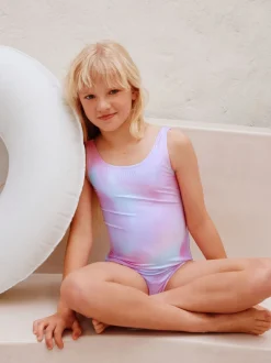 Badkleding*Next - Scoop Neck Swimsuit (3-16yrs) Pink Rainbow Foil Sequin