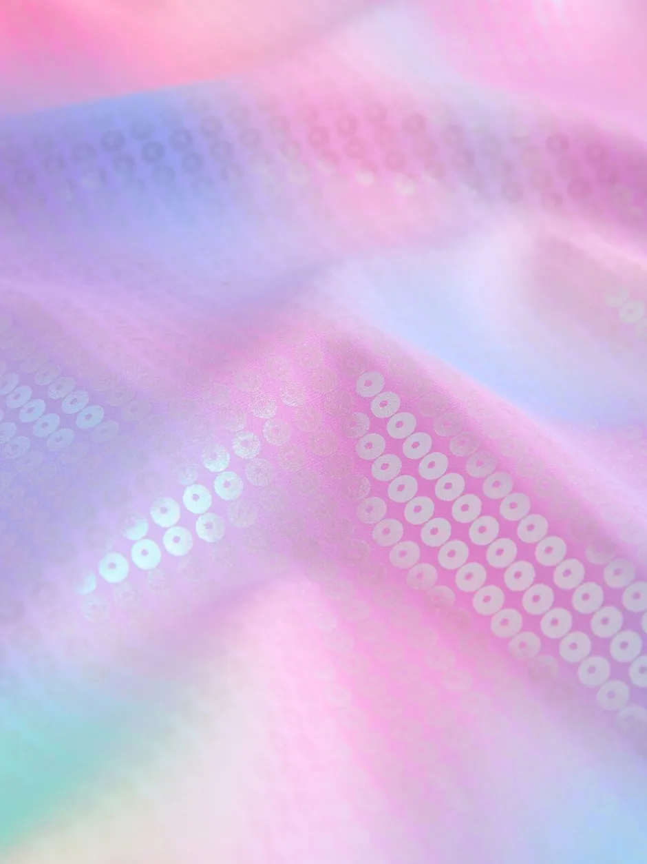 Badkleding*Next - Scoop Neck Swimsuit (3-16yrs) Pink Rainbow Foil Sequin