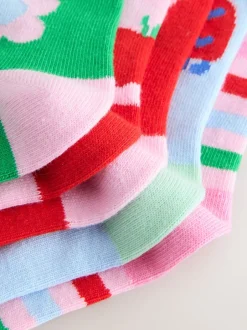 Sokken En Panty's|Next Pink Red and Green - Cotton Rich Charcter Ankle Socks 5 Pack