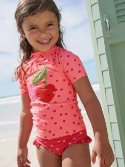 Badkleding|Badkleding|Next - Zonbeschermende zwemset met korte mouwen (3mnd-10jr) Pink/ Red Cherry