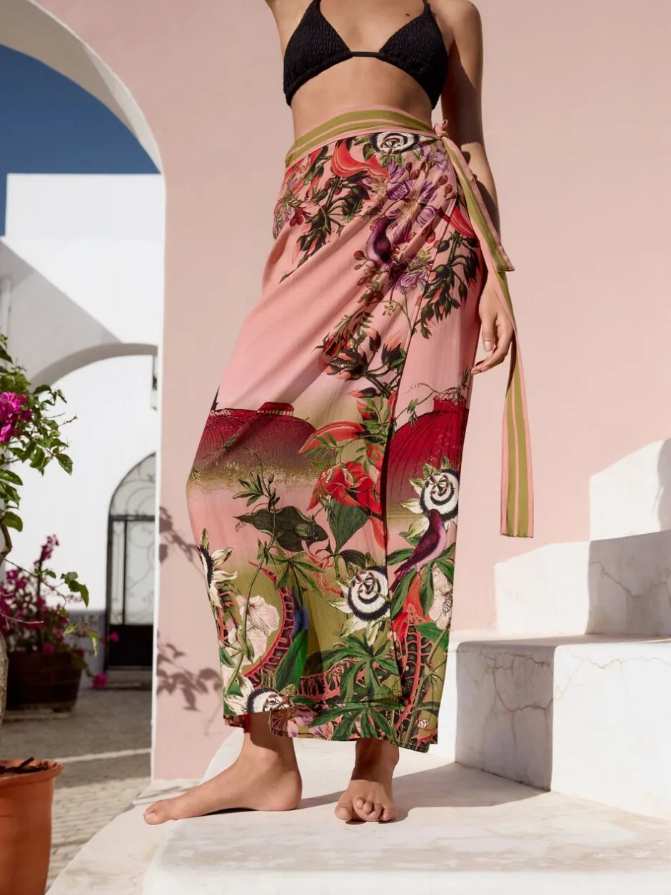 Mutsen, Handschoenen En Sjaals|Badkleding|Next Pink Scenic Floral - Kew Collection Maxi Sarong