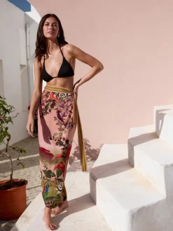 Mutsen, Handschoenen En Sjaals|Badkleding|Next Pink Scenic Floral - Kew Collection Maxi Sarong