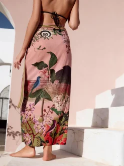 Mutsen, Handschoenen En Sjaals|Badkleding|Next Pink Scenic Floral - Kew Collection Maxi Sarong