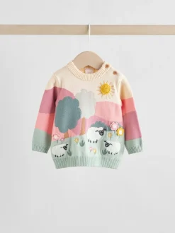 Sets En Outfits|Gebreide Kleding*Next - Gebreide babytrui en leggings set 2 -delig (0mnd -2jr) Pink Sheep Scene