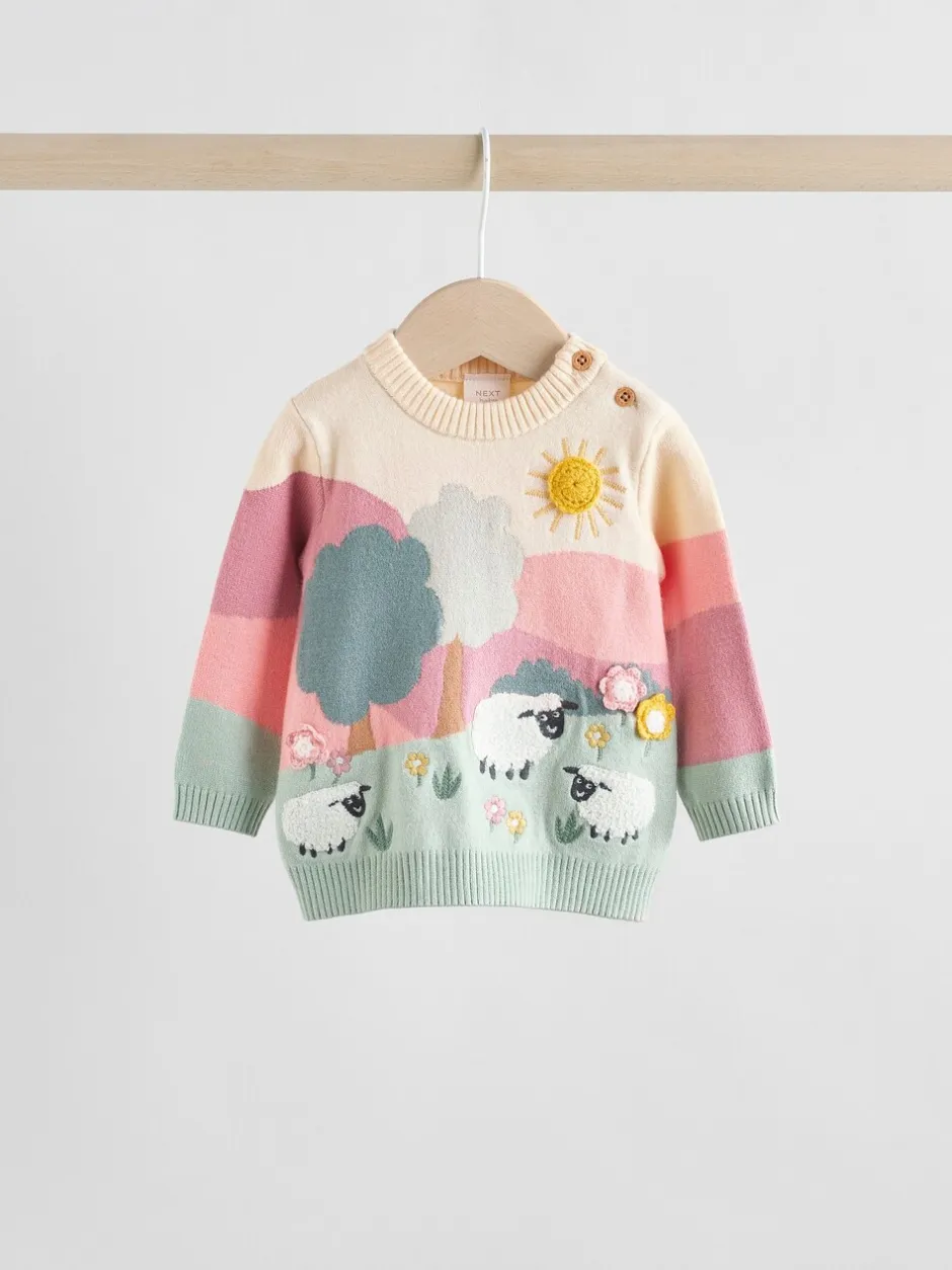 Sets En Outfits|Gebreide Kleding*Next - Gebreide babytrui en leggings set 2 -delig (0mnd -2jr) Pink Sheep Scene