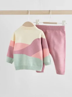 Sets En Outfits|Gebreide Kleding*Next - Gebreide babytrui en leggings set 2 -delig (0mnd -2jr) Pink Sheep Scene