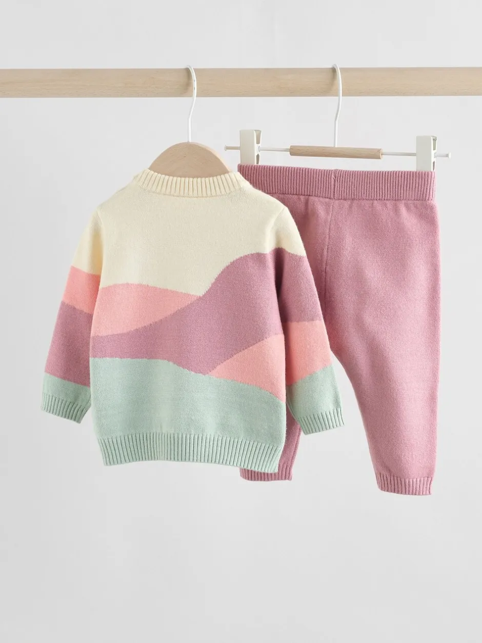 Sets En Outfits|Gebreide Kleding*Next - Gebreide babytrui en leggings set 2 -delig (0mnd -2jr) Pink Sheep Scene