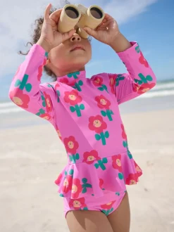 Badkleding|Badkleding*Next - Zonbeschermende zwemset (3 mnd-7 jr) Pink Stampy Floral