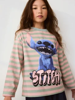 T-Shirts|Next Pink Stripe Lilo & Stitch - Top met print en lange mouwen (3-16jr)