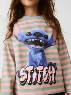 T-Shirts|Next Pink Stripe Lilo & Stitch - Top met print en lange mouwen (3-16jr)