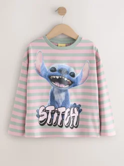 T-Shirts|Next Pink Stripe Lilo & Stitch - Top met print en lange mouwen (3-16jr)