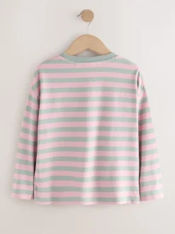 T-Shirts|Next Pink Stripe Lilo & Stitch - Top met print en lange mouwen (3-16jr)