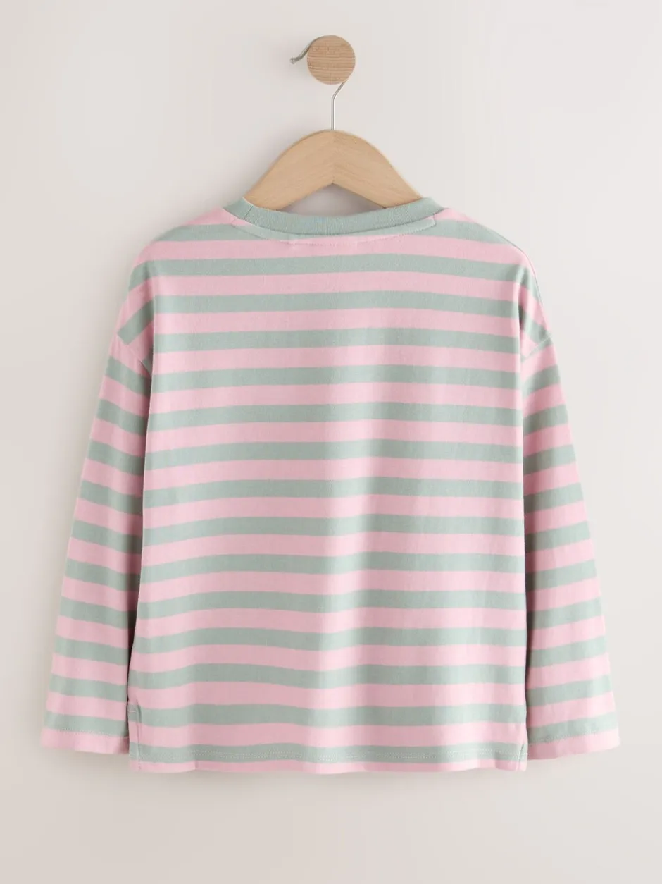 T-Shirts|Next Pink Stripe Lilo & Stitch - Top met print en lange mouwen (3-16jr)