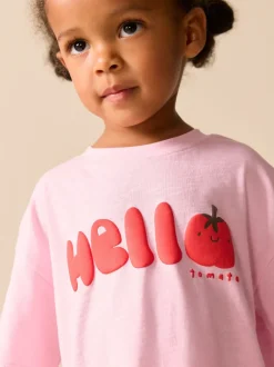 Tops|Tops*Next - Set van T-shirt met korte mouwen en fietsshort (3mnd-7jr) Pink Tomato Character