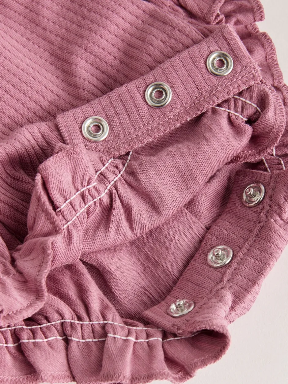 Sets En Combisets|Rompertjes En Tuinbroeken*Next - Frill Shoulder Baby Rompers 4 Pack Pink Tonal Spot and Stripe