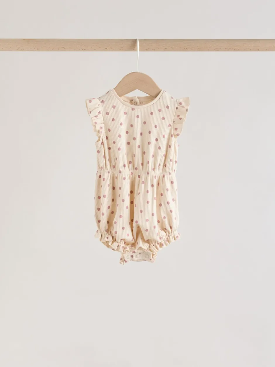 Sets En Combisets|Rompertjes En Tuinbroeken*Next - Frill Shoulder Baby Rompers 4 Pack Pink Tonal Spot and Stripe