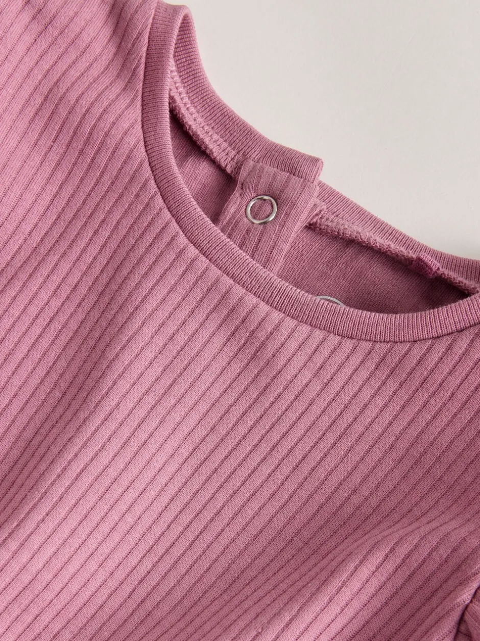 Sets En Combisets|Rompertjes En Tuinbroeken*Next - Frill Shoulder Baby Rompers 4 Pack Pink Tonal Spot and Stripe
