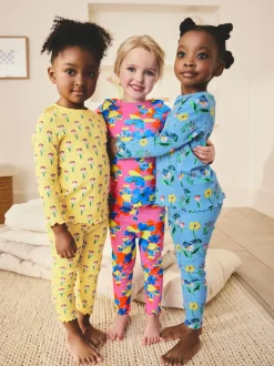 Nachtkleding En Pyjama's|Pyjama's|Next - Verpakking van 3 knusse pyjama's (9 mnd-16 jr) Pink/Blue Bright Floral
