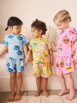 Nachtkleding En Pyjama's|Pyjama's*Next Pink/Blue Cat/Floral Print - Verpakking van 3 korte pyjama's (9mnd -12jr)