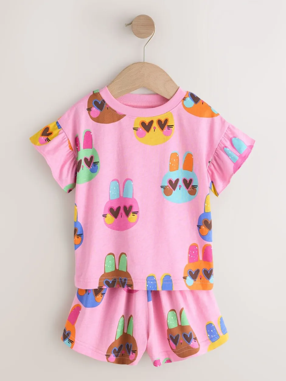 Nachtkleding En Pyjama's|Pyjama's*Next Pink/Blue Cat/Floral Print - Verpakking van 3 korte pyjama's (9mnd -12jr)