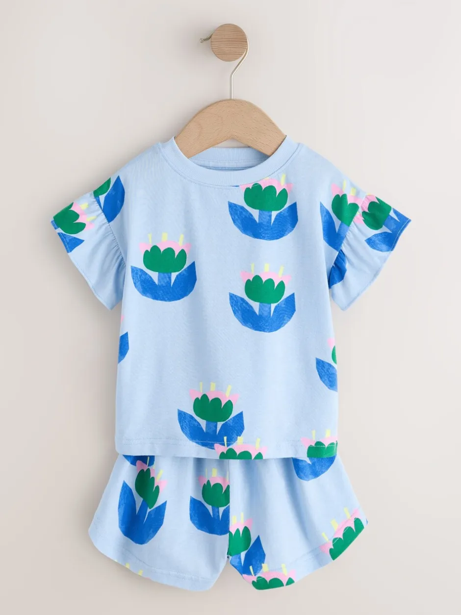 Nachtkleding En Pyjama's|Pyjama's*Next Pink/Blue Cat/Floral Print - Verpakking van 3 korte pyjama's (9mnd -12jr)