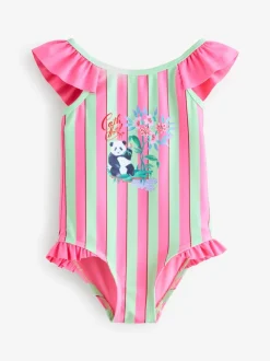 Badkleding|Badkleding|Next - Cath Kidston Frill Swimsuit (3mths-7yrs) Pink/Green Stripe Panda