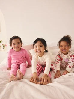 Nachtkleding En Pyjama's|Pyjama's|Next Pink/Red Galentines - Verpakking van 3 knusse pyjama's (9 mnd-12 jr)