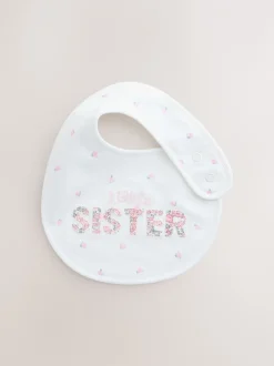 Slabbetjes*Next Pink/White Sister - Family Baby Bibs 2 Pack