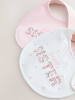 Slabbetjes*Next Pink/White Sister - Family Baby Bibs 2 Pack