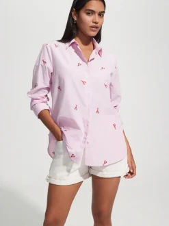 Tops En T-Shirts|Blouses En Overhemden|Next - Overhemd met lange mouwen en borduursel Pink/White Stripe Lobster