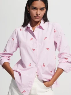Tops En T-Shirts|Blouses En Overhemden|Next - Overhemd met lange mouwen en borduursel Pink/White Stripe Lobster