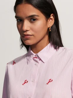 Tops En T-Shirts|Blouses En Overhemden|Next - Overhemd met lange mouwen en borduursel Pink/White Stripe Lobster
