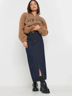Rokken*PixieGirl Petite 100% katoenen midirok met opgestikte zakken