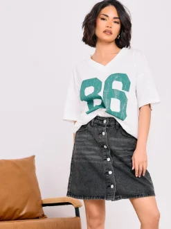 Rokken*PixieGirl Petite - Minirok met knopen van 100% katoen