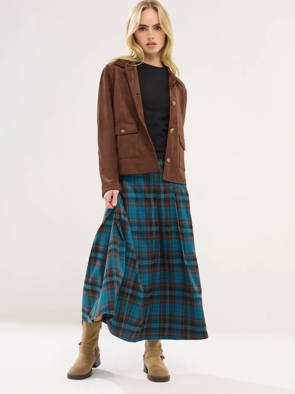 Rokken*PixieGirl Petite geruite Midi rok met gesp