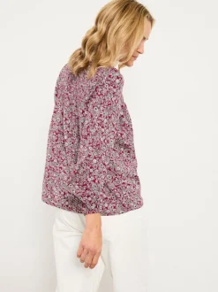 Blouses En Overhemden|Fat Face - FatFace Blouse Plum Purple 2 Tone Floral